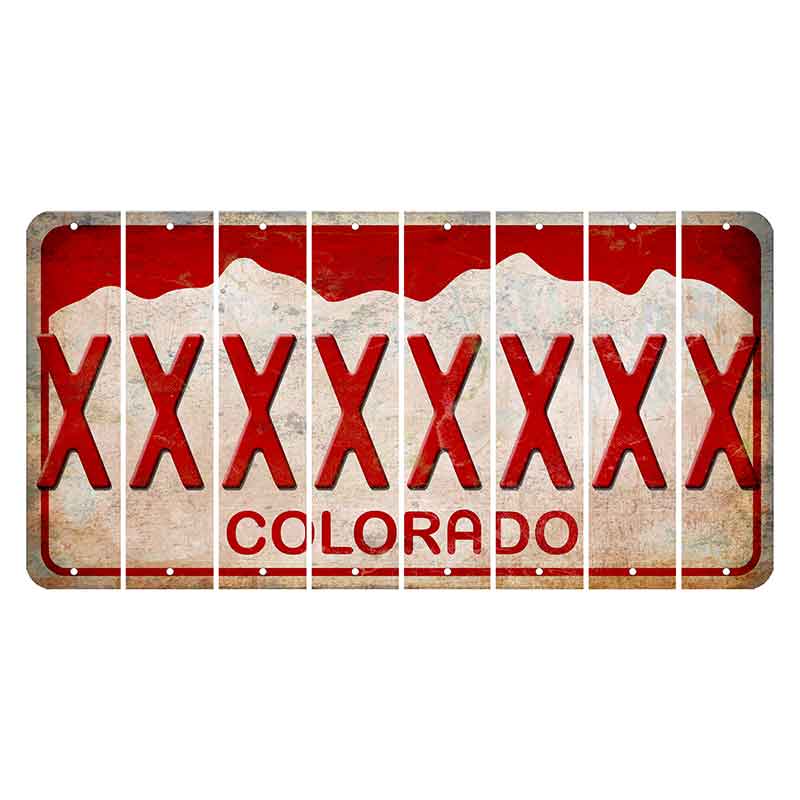 Colorado White|Red Mountains Cut License Plate Strips (Set of 8) X