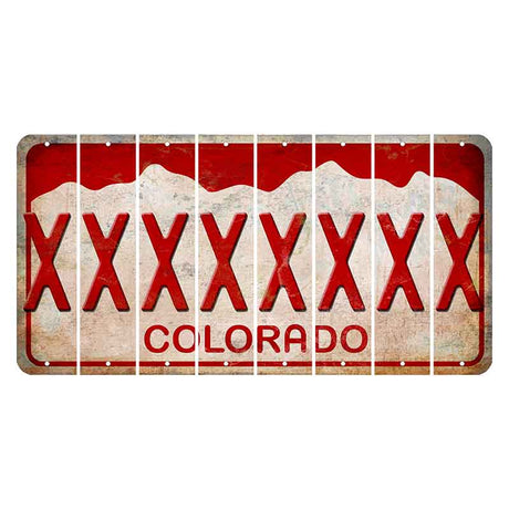 Colorado White|Red Mountains Cut License Plate Strips (Set of 8) X