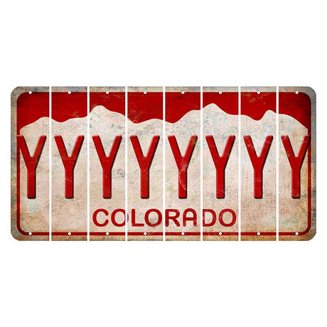 Colorado White|Red Mountains Cut License Plate Strips (Set of 8) Y