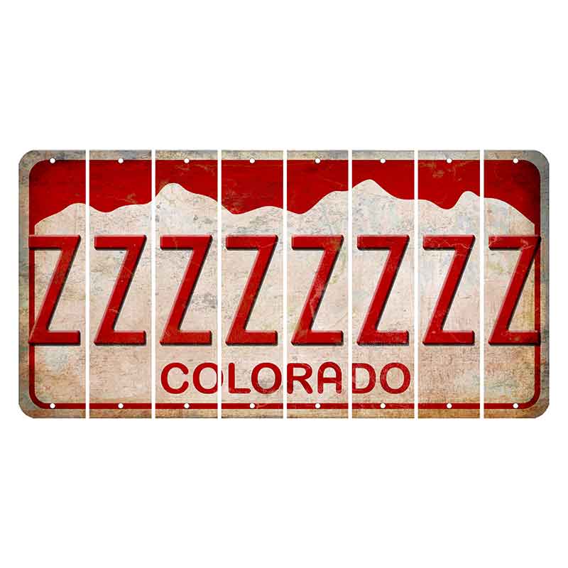 Colorado White|Red Mountains Cut License Plate Strips (Set of 8) Z