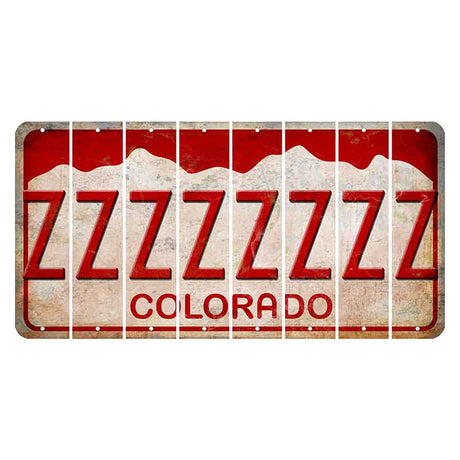 Colorado White|Red Mountains Cut License Plate Strips (Set of 8) Z