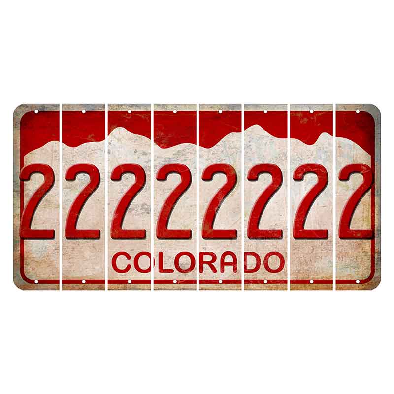 Colorado White|Red Mountains Cut License Plate Strips (Set of 8) 2