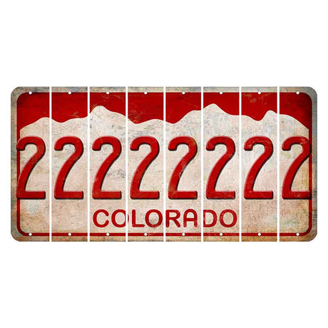 Colorado White|Red Mountains Cut License Plate Strips (Set of 8) 2