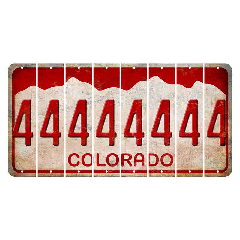 Colorado White|Red Mountains Cut License Plate Strips (Set of 8) 4