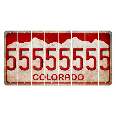 Colorado White|Red Mountains Cut License Plate Strips (Set of 8) 5