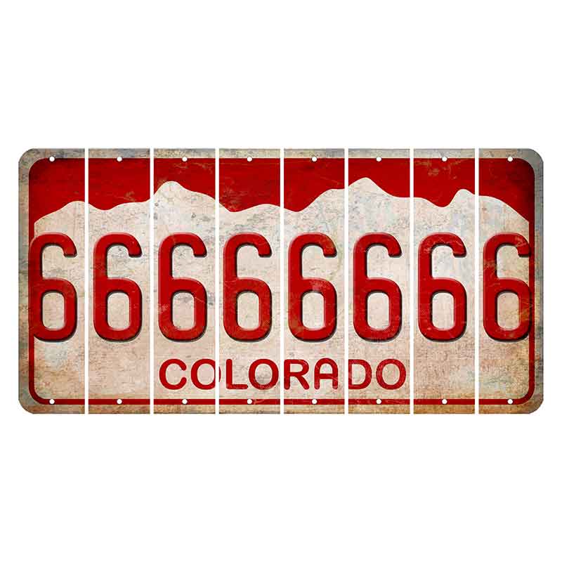 Colorado White|Red Mountains Cut License Plate Strips (Set of 8) 6