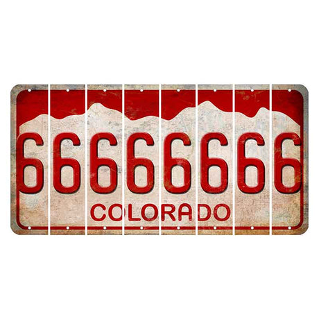 Colorado White|Red Mountains Cut License Plate Strips (Set of 8) 6
