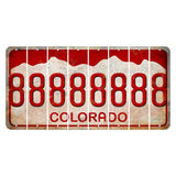 Colorado White|Red Mountains Cut License Plate Strips (Set of 8) 8