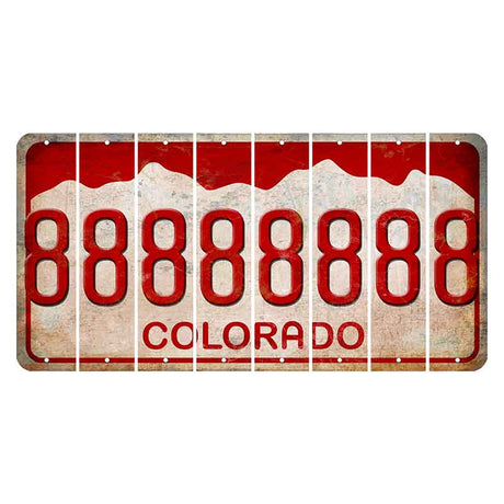 Colorado White|Red Mountains Cut License Plate Strips (Set of 8) 8