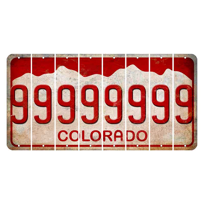Colorado White|Red Mountains Cut License Plate Strips (Set of 8) 9