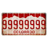Colorado White|Red Mountains Cut License Plate Strips (Set of 8) 9