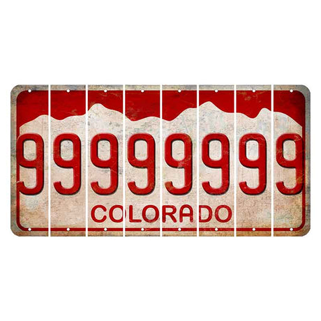 Colorado White|Red Mountains Cut License Plate Strips (Set of 8) 9