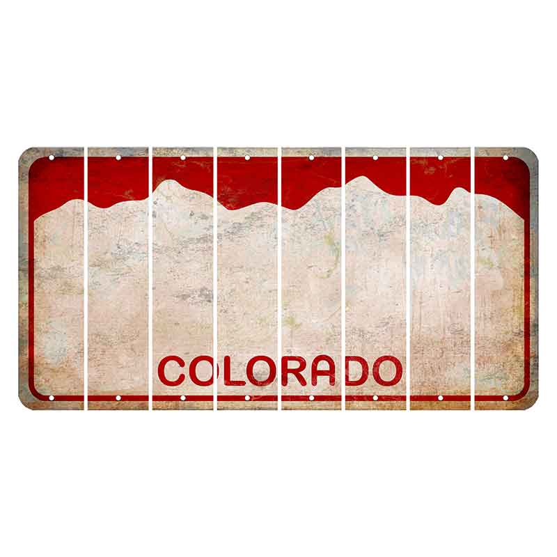 Colorado White|Red Mountains Cut License Plate Strips (Set of 8) Blank