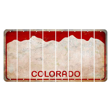 Colorado White|Red Mountains Cut License Plate Strips (Set of 8) Blank