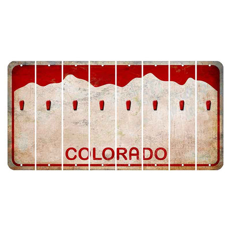 Colorado White|Red Mountains Cut License Plate Strips (Set of 8) Apostrophe