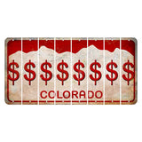 Colorado White|Red Mountains Cut License Plate Strips (Set of 8) Dollar Sign