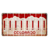 Colorado White|Red Mountains Cut License Plate Strips (Set of 8) Exclamation Point
