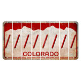 Colorado White|Red Mountains Cut License Plate Strips (Set of 8) Forward Slash
