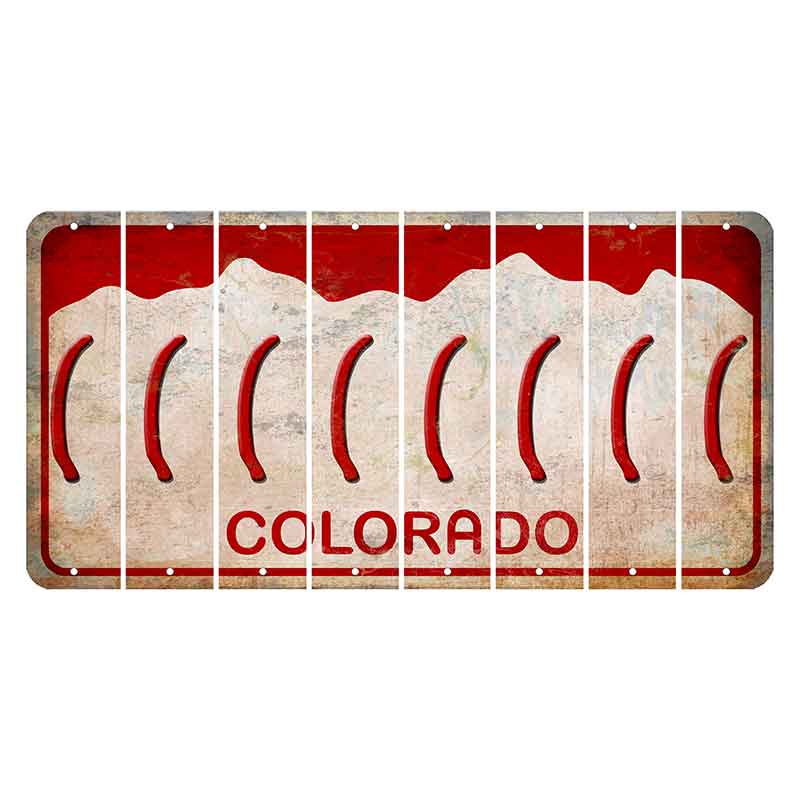 Colorado White|Red Mountains Cut License Plate Strips (Set of 8) Parenthesis - Left