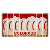 Colorado White|Red Mountains Cut License Plate Strips (Set of 8) Parenthesis - Left