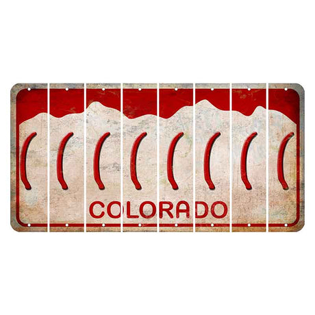 Colorado White|Red Mountains Cut License Plate Strips (Set of 8) Parenthesis - Left