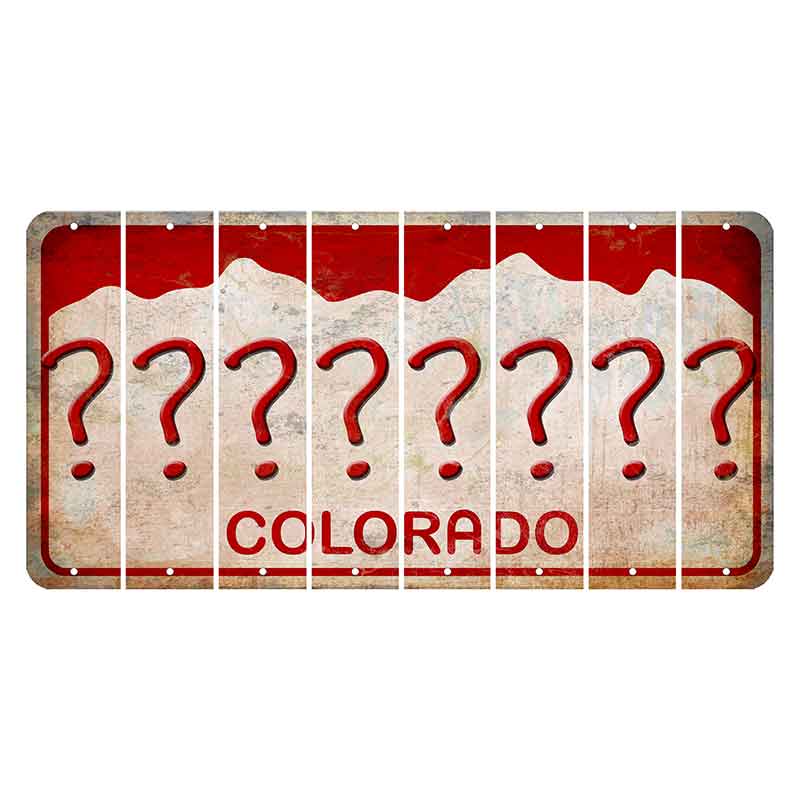 Colorado White|Red Mountains Cut License Plate Strips (Set of 8) Question Mark