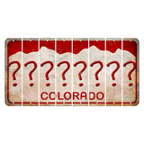 Colorado White|Red Mountains Cut License Plate Strips (Set of 8) Question Mark