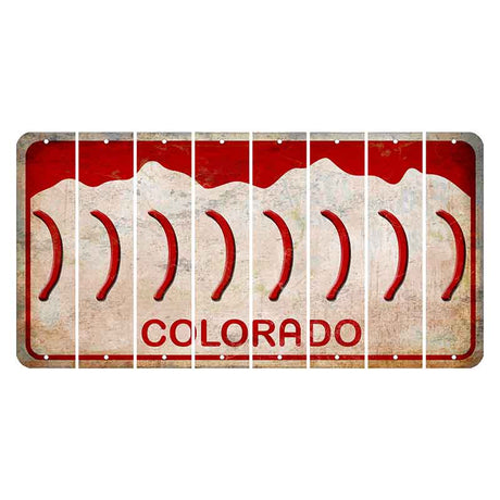 Colorado White|Red Mountains Cut License Plate Strips (Set of 8) Parenthesis - Right