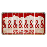 Colorado White|Red Mountains Cut License Plate Strips (Set of 8) And Sign