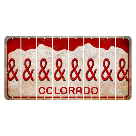 Colorado White|Red Mountains Cut License Plate Strips (Set of 8) And Sign