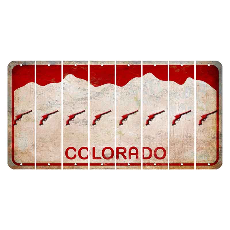 Colorado White|Red Mountains Cut License Plate Strips (Set of 8) Revolver