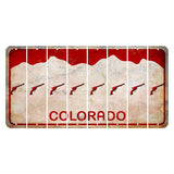 Colorado White|Red Mountains Cut License Plate Strips (Set of 8) Revolver