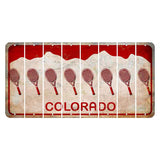 Colorado White|Red Mountains Cut License Plate Strips (Set of 8) Tennis Racket