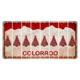 Colorado White|Red Mountains Cut License Plate Strips (Set of 8) Christmas Tree