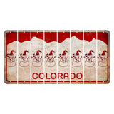 Colorado White|Red Mountains Cut License Plate Strips (Set of 8) Snowman