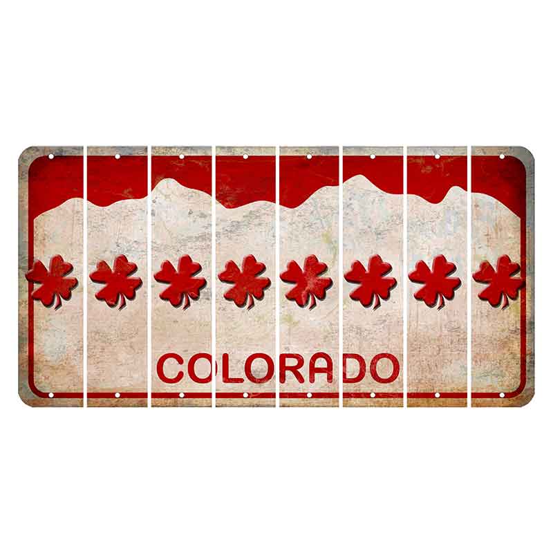 Colorado White|Red Mountains Cut License Plate Strips (Set of 8) Shamrock