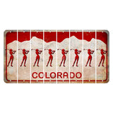 Colorado White|Red Mountains Cut License Plate Strips (Set of 8) Female Golfer