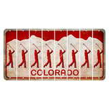 Colorado White|Red Mountains Cut License Plate Strips (Set of 8) Male Golfer