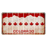 Colorado White|Red Mountains Cut License Plate Strips (Set of 8) Maple Leaf