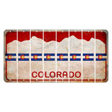 Colorado White|Red Mountains Cut License Plate Strips (Set of 8) State Flag