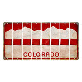 Colorado White|Red Mountains Cut License Plate Strips (Set of 8) State Silhouette