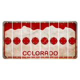 Colorado White|Red Mountains Cut License Plate Strips (Set of 8) Fire Badge