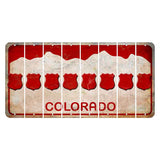 Colorado White|Red Mountains Cut License Plate Strips (Set of 8) Police Badge