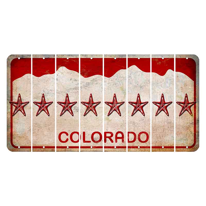 Colorado White|Red Mountains Cut License Plate Strips (Set of 8) Star Fish