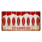 Colorado White|Red Mountains Cut License Plate Strips (Set of 8) Surfboard