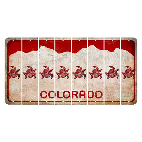 Colorado White|Red Mountains Cut License Plate Strips (Set of 8) Sea Turtle