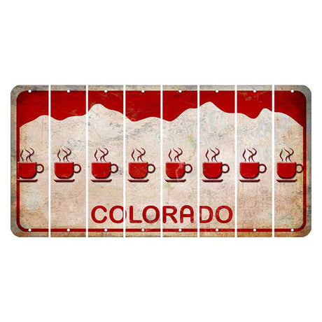 Colorado White|Red Mountains Cut License Plate Strips (Set of 8) Coffee Mug
