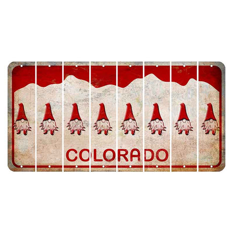 Colorado White|Red Mountains Cut License Plate Strips (Set of 8) Gnome