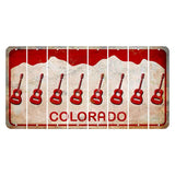 Colorado White|Red Mountains Cut License Plate Strips (Set of 8) Guitar