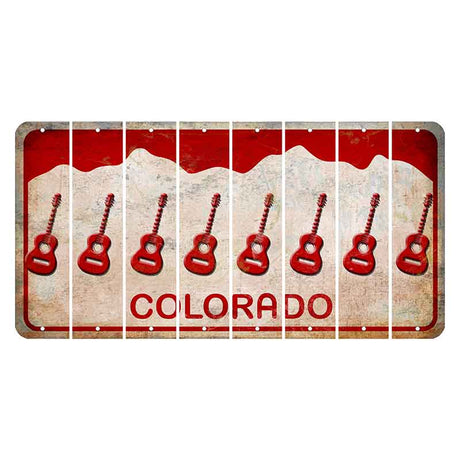 Colorado White|Red Mountains Cut License Plate Strips (Set of 8) Guitar